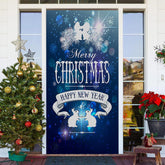 Aperturee - Sparkle Blue Happy New Year Christmas Door Cover